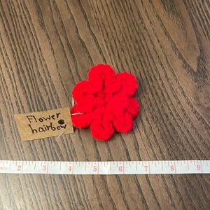 Knitted flower hair bow